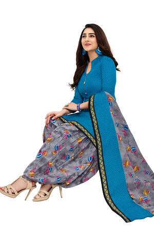 Aqua Cotton Indian women's salwar kameez with dupatta ready to wear