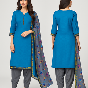 Aqua Cotton Indian women's salwar kameez with dupatta ready to wear