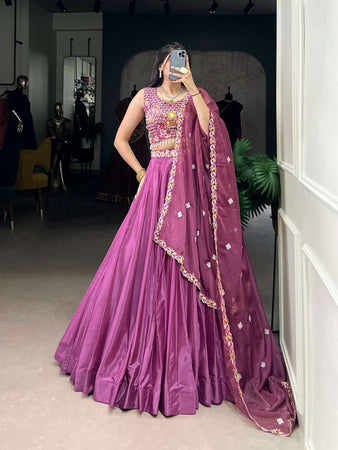 Peppilo Silk Crepe Embroidery Lehenga Set