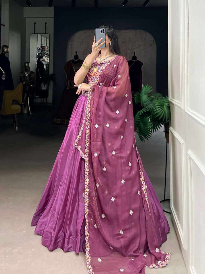 Peppilo Silk Crepe Embroidery Lehenga Set