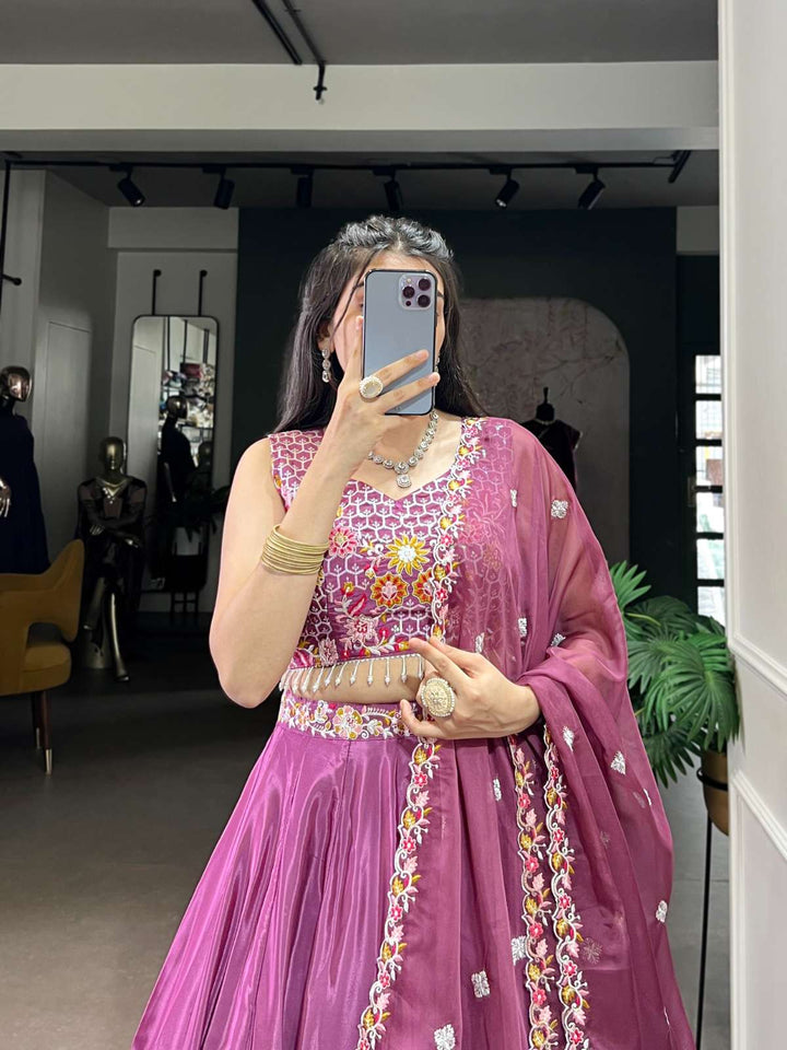 Peppilo Silk Crepe Embroidery Lehenga Set