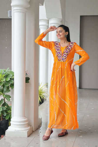 Peppilo Georgette Yellow Ready To Wear Kurti