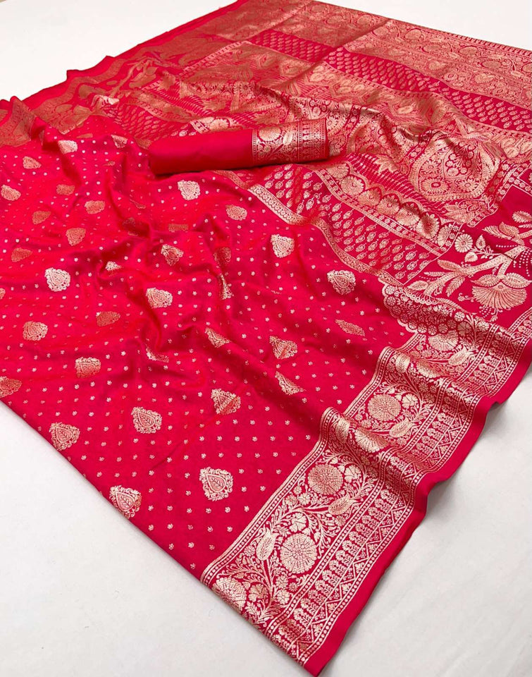 Peppilo Rani Pink Soft Silk Indian Ethnic Saree