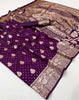 Peppilo Royal Purple Soft Silk Indian Ethnic Saree