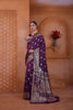 Peppilo Royal Purple Soft Silk Indian Ethnic Saree