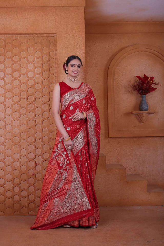 Peppilo Rani Pink Soft Silk Indian Ethnic Saree