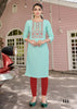 Aqua Georgette Indian Ethnic kurti with dupata