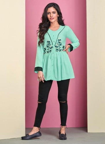 Aqua Georgette Indian Ethnic kurti with dupata