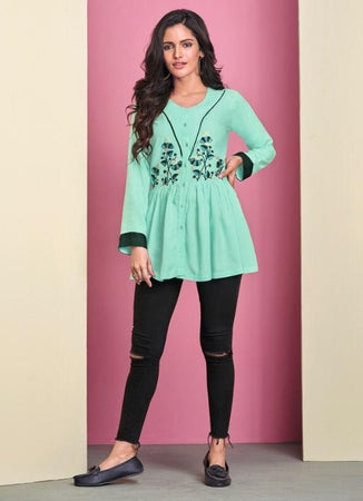 Aqua Georgette Indian Ethnic kurti with dupata