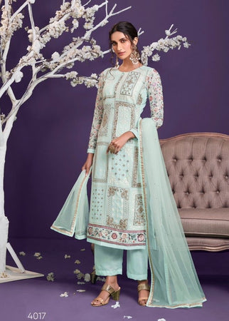 Aqua Georgette Indian women's salwar kameez with dupatta ready to wear