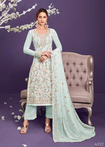 Aqua Georgette Indian women's salwar kameez with dupatta ready to wear