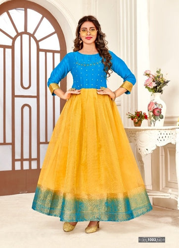 Aqua Georgette Indian Ethnic kurti with dupata