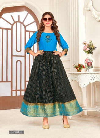 Aqua Georgette Indian Ethnic kurti with dupata