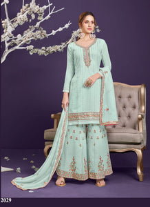 Aqua Georgette Indian women's salwar kameez with dupatta ready to wear