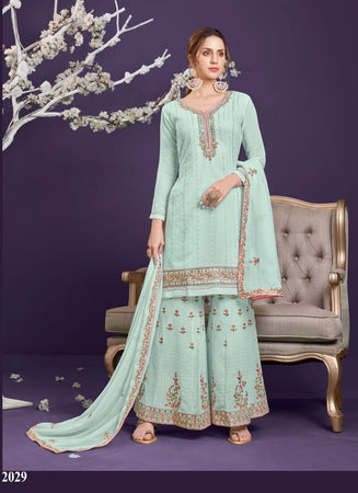 Aqua Georgette Indian women's salwar kameez with dupatta ready to wear