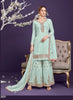 Aqua Georgette Indian women's salwar kameez with dupatta ready to wear