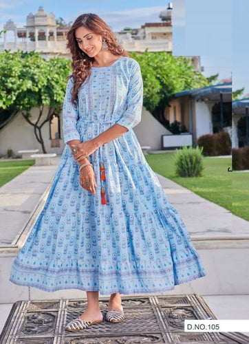 Aqua Georgette Indian Ethnic kurti with dupata