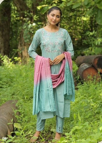 Aqua Georgette Indian women's salwar kameez with dupatta ready to wear