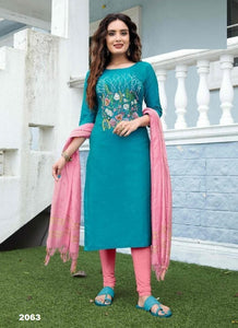 Aqua Georgette Indian Ethnic kurti with dupata