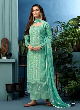 Aqua Georgette Indian women's salwar kameez with dupatta ready to wear