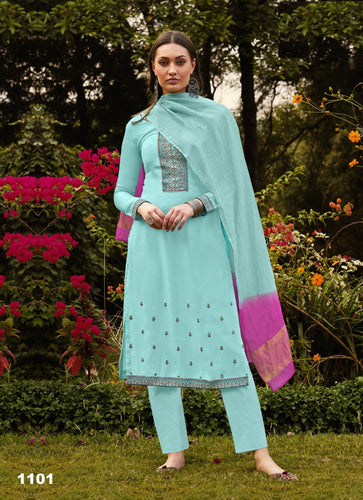 Aqua Georgette Indian women's salwar kameez with dupatta ready to wear