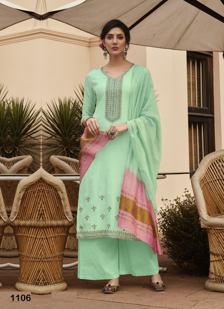 Aqua Georgette Indian women's salwar kameez with dupatta ready to wear
