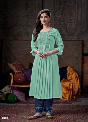 Aqua Georgette Indian Ethnic kurti with dupata