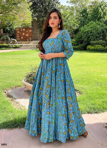 Aqua Georgette Indian Ethnic kurti with dupata