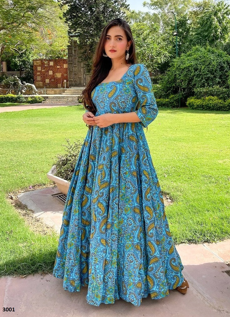 Aqua Georgette Indian Ethnic kurti with dupata
