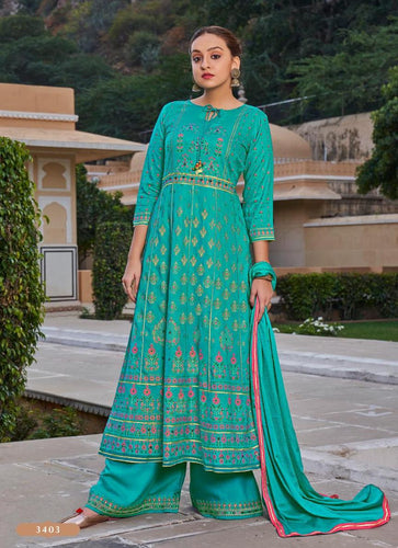 Aqua Georgette Indian women's salwar kameez with dupatta ready to wear