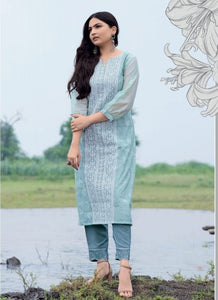 Aqua Georgette Indian Ethnic kurti with dupata