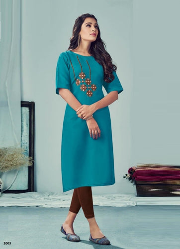 Aqua Georgette Indian Ethnic kurti with dupata