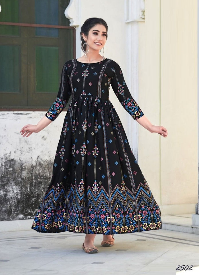 Black Georgette Indian Ethnic kurti with dupata