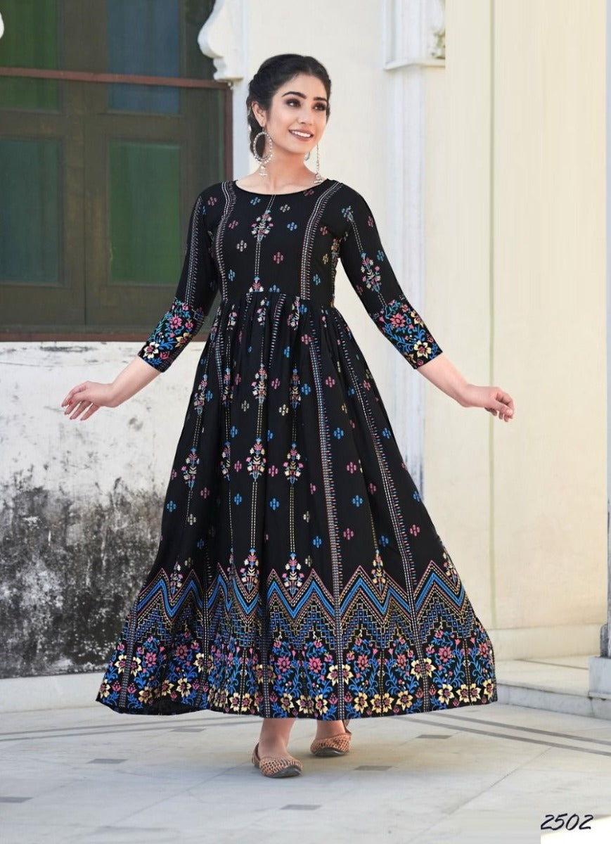 Black Georgette Indian Ethnic kurti with dupata