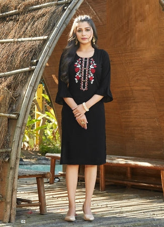 Black Georgette Indian Ethnic kurti with dupata