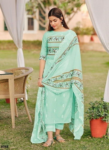 Aqua Georgette Indian women's salwar kameez with dupatta ready to wear