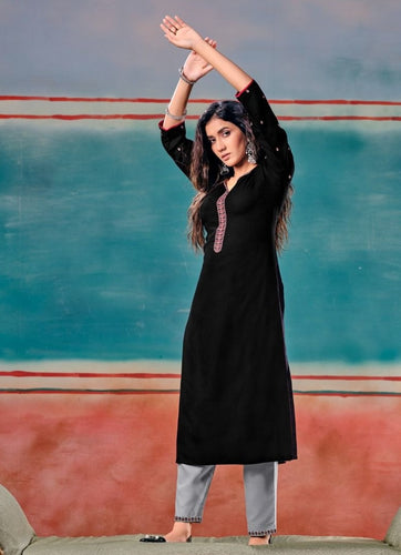 Black Georgette Indian Ethnic kurti with dupata