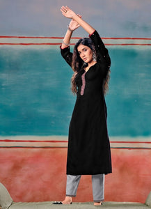 Black Georgette Indian Ethnic kurti with dupata
