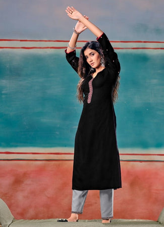 Black Georgette Indian Ethnic kurti with dupata