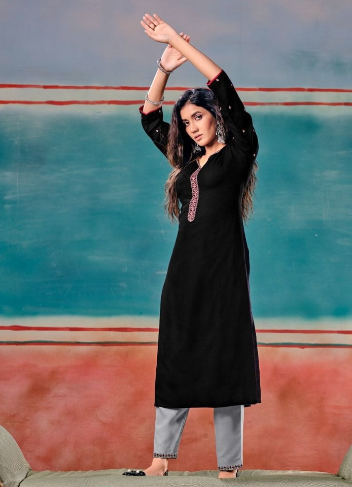 Black Georgette Indian Ethnic kurti with dupata