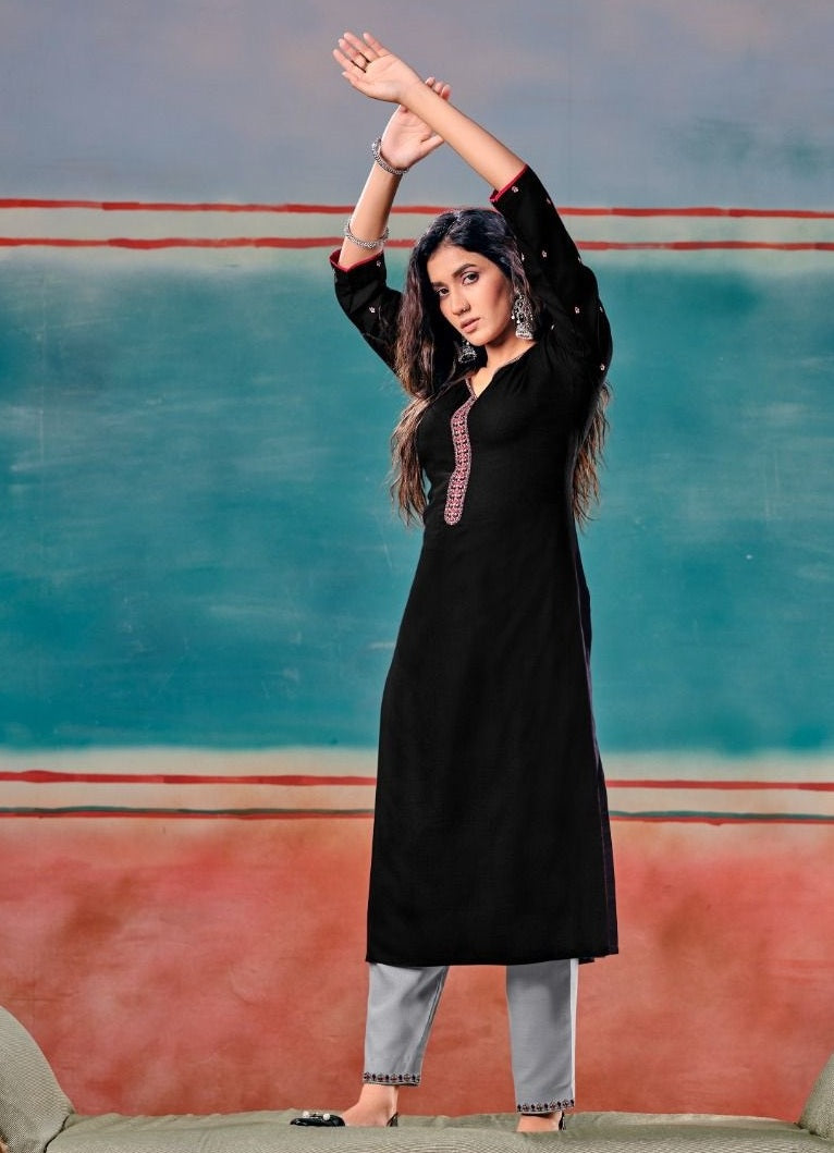 Black Georgette Indian Ethnic kurti with dupata