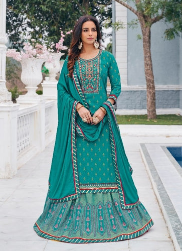 Aqua Georgette Indian women's salwar kameez with dupatta ready to wear