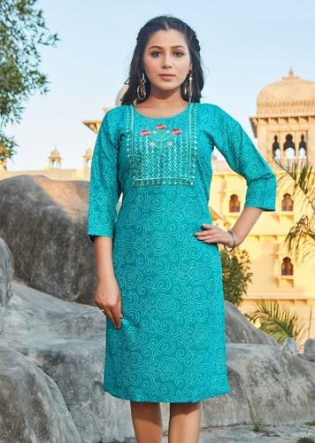 Aqua Georgette Indian Ethnic kurti with dupata