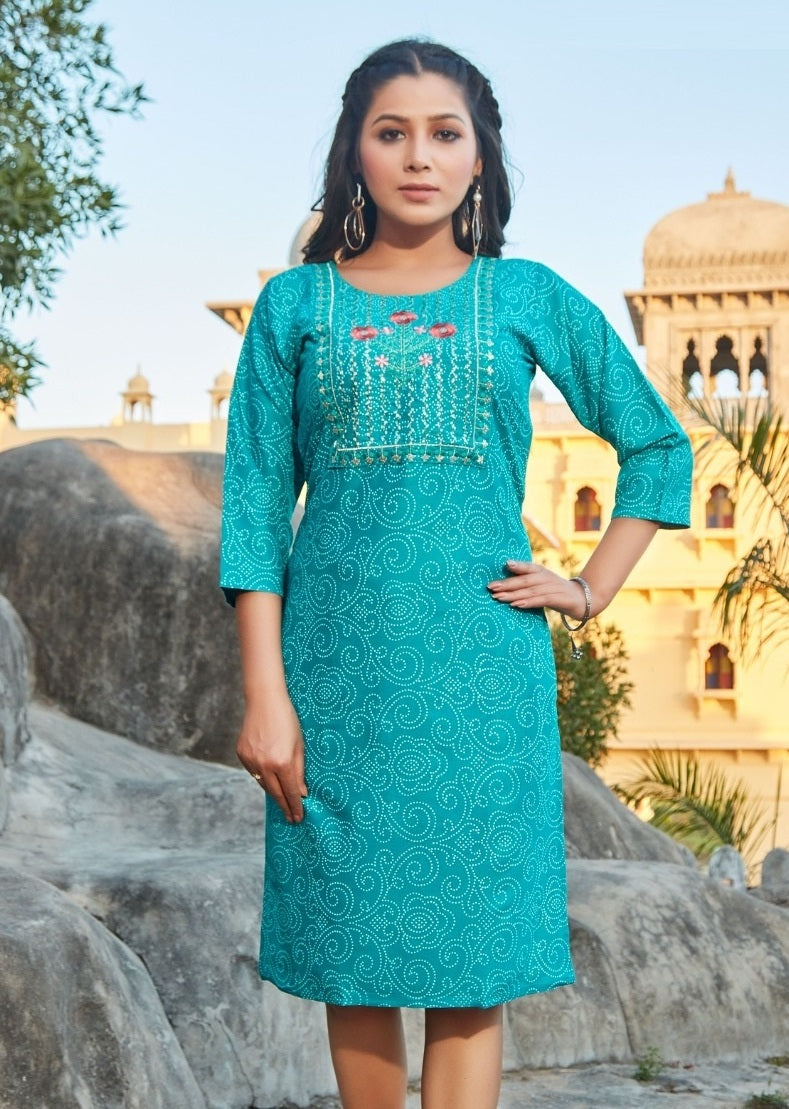 Aqua Georgette Indian Ethnic kurti with dupata