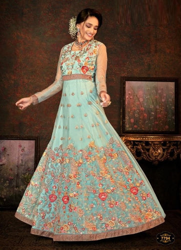 Aqua Georgette Indian women's salwar kameez with dupatta ready to wear