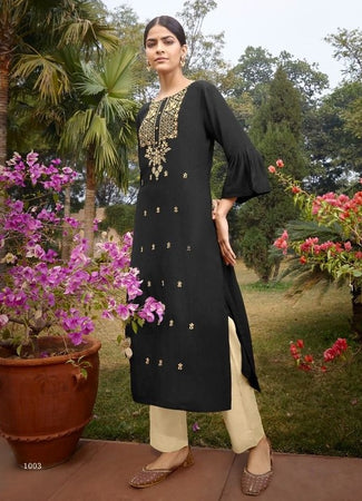 Black Georgette Indian Ethnic kurti with dupata