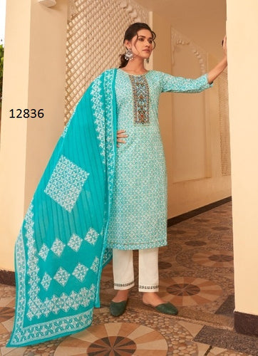 Aqua Georgette Indian women's salwar kameez with dupatta ready to wear