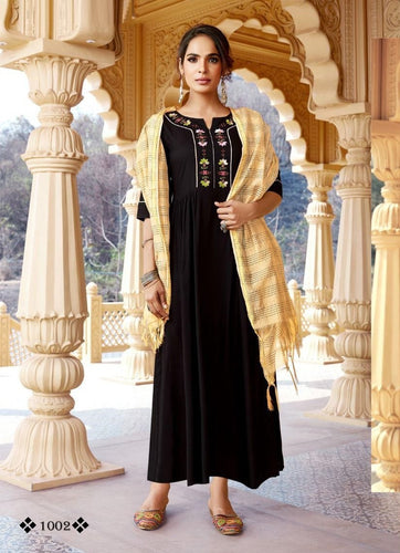 Black Georgette Indian Ethnic kurti with dupata