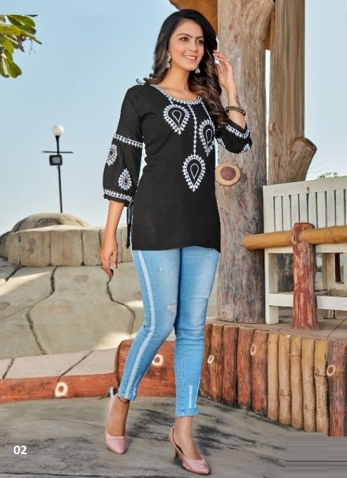 Black Georgette Indian Ethnic kurti with dupata