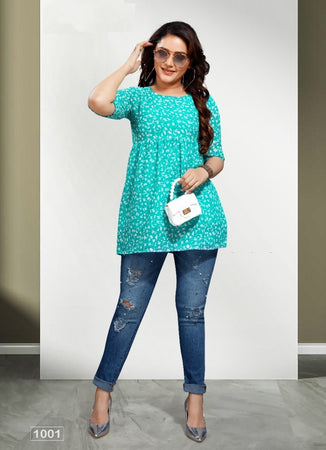 Aqua Georgette Indian Ethnic kurti with dupata